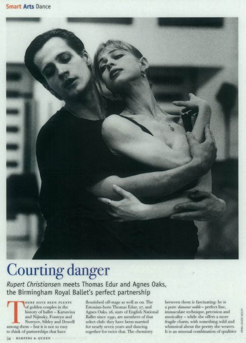 Thomas Edur and Agnes Oaks, Birmingham Royal Ballet dancers, 'Harpers and Queen' magazine cover